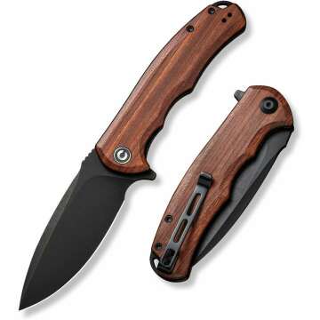 CIVIVI Praxis Flipper Knife - 3.75" Blade, Wood Handle, EDC