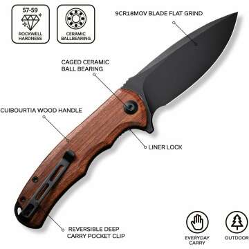 CIVIVI Praxis Flipper Knife with Cuibourtia Handle