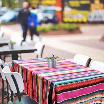 eccbox 84 X 59 Inch Large Mexican Serape Blanket with Assorted Bright Colors Mexican Tablecloth for Mexican Wedding Party Decorations