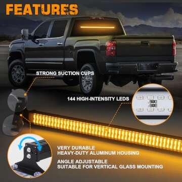 XRIDONSEN 27 inch LED Traffic Advisor Amber Strobe Light Bar Emergency Warning Flashing Safety Interior Front/Rear Window Lights w/Controller Directional for Plow Trucks SUV Construction Vehicles