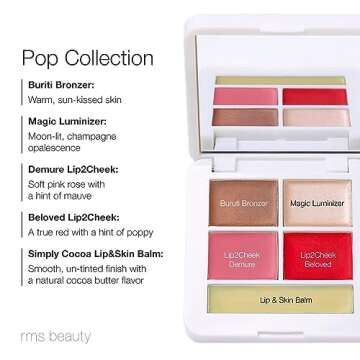 RMS Beauty Signature Set Pop Collection - Highlighter Glow Makeup, Lip Tint & Cheek Tint, & Bronzer - Cream Highlighter, Tinted Lip Balm & Cream Bronzer Make Up, Makeup and Skincare, Travel Sized