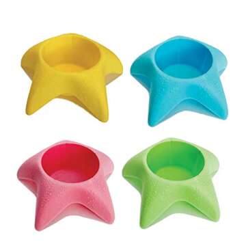 Island Genius Starfish Beach Cup Holders, 4Pack Beach Drink Holder Sand Beach Coasters, Beach Essentials for Family Adult Kids Women, Beach Accessories Must Haves for Beach Vacation, Beach Supplies