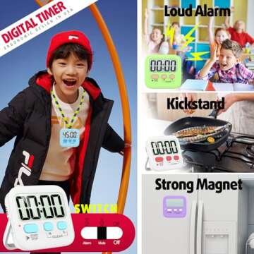 Digital Kitchen Timer for Kids & Adults - 2 Pack