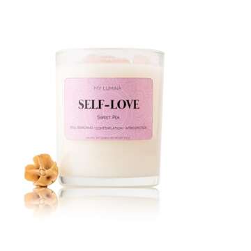 My Lumina Self-Love Aromatherapy Candle w/Rose Quartz Crystal Inside -Natural Heart Chakra Energy to Attract Love- Soy Wax Scented Candle for Home Decor Art, Self Care, Spiritual Healing Gift, Women