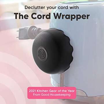 The Cord Wrapper 2 Pack - Power, Heat-Resistant Cord Wrappers for Kitchen Appliances, Computer, & More, 3 x 1.5 Inches, Stick On Cord Organizer for Appliances