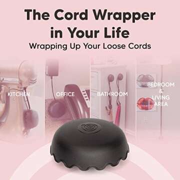 The Cord Wrapper 2 Pack - Power, Heat-Resistant Cord Wrappers for Kitchen Appliances, Computer, & More, 3 x 1.5 Inches, Stick On Cord Organizer for Appliances