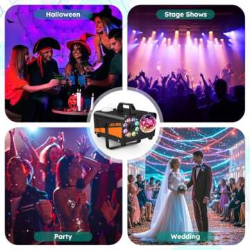 Fog Machine, Smoke Machine with Disco Ball Lights, 600W Power and 3000CFM Fog Output Fog Machine with 13 Colors LED Lights Wireless Remote Control Perfect for Parties, Wedding, Birthday, DJ Stage