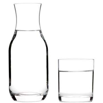 Lily's Home Bedside Night Water Carafe with Tumbler Glass, Use in Bedroom Bathroom, or Kitchen, Use Cup as Lid, 16 Ounces Contemporary