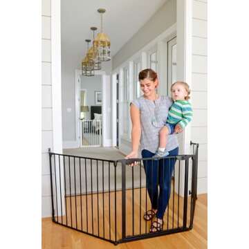 Cardinal Gates EX100 XpandaGate Expandable Baby Gate - Extra Wide Dog Gate - Adjustable Safety Gate for Kids & Pets - 30 to 90 Inches Wide - Black