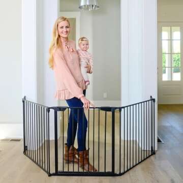 Cardinal Gates EX100 XpandaGate Expandable Baby Gate - Extra Wide Dog Gate - Adjustable Safety Gate for Kids & Pets - 30 to 90 Inches Wide - Black