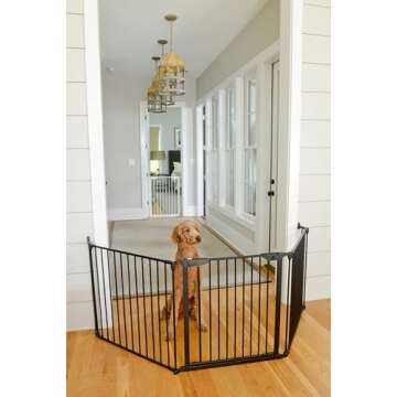 Cardinal Gates EX100 XpandaGate Expandable Baby Gate - Extra Wide Dog Gate - Adjustable Safety Gate for Kids & Pets - 30 to 90 Inches Wide - Black