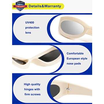 VANLINKER Trendy Wrap Around Sunglasses Womens Mens Fashion Oval Thick Chunky Shades Swift Sporty Eyewear VL9747 Beige Frame Silver Lens