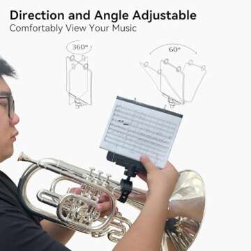 MusBoard Marching Lyre MB-TC10, Adjustable Marching Band Music Lyre for Trumpet, Clarinet and Oboe with 10 Pages, Holds 20 Sheets of Music