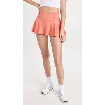 FP Movement by Free People Women's Pleats and Thank You Skort, Coral, Pink, L