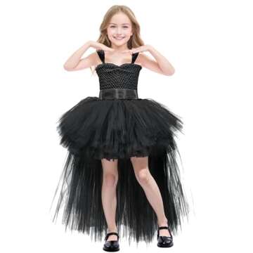 Elegant Black Tutu Dress for Girls - Perfect for Parties, Halloween & Birthdays