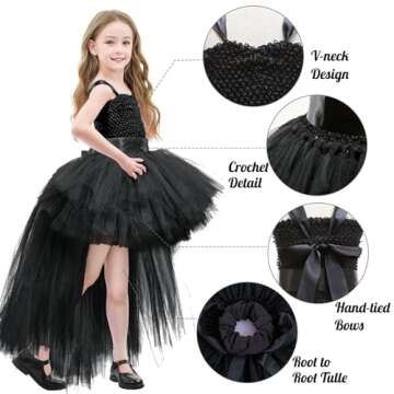 Girls Black Tutu Dress for Parties & Halloween