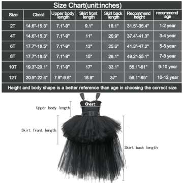 Girls Black Tutu Dress for Parties & Halloween