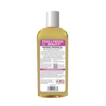 Hollywood Beauty Rosemary Oil for Hair, Scalp, & Skin, 8 fl oz - Encourages Hair Growth, Helps Improve Scalp Circulation