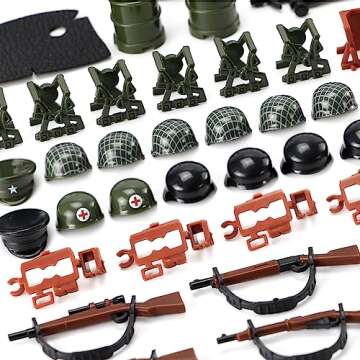 Feleph WW2 Weapons Set US Military Toy Kit for Soldier Figures Model Pack Army Equipment Gear Pieces Compatible with Major Brands