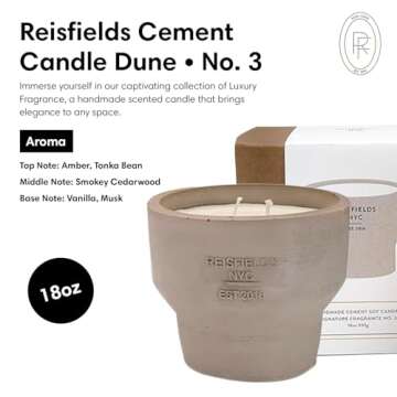 Luxury Reisfields Hand-Made Scented Cement Candle - 18 oz Soy Wax