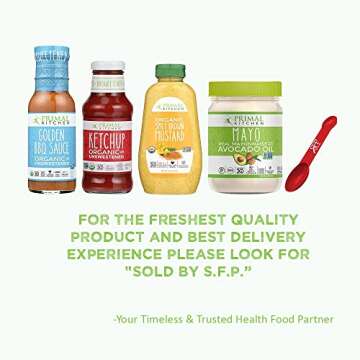 PRIMAL KITCHEN CONDIMENTS VARIETY PACK: Organic Unsweetened Ketchup 11.3 Oz, Avocado Oil Mayonnaise 12 Oz, Organic Spicy Brown Mustard 12 Oz & Organic Golden BBQ Sauce 8 Oz. INCLUDES MEASURING SPOON