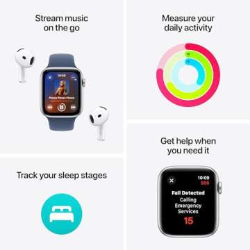 Apple Watch SE (2nd Gen) [GPS 44mm] Smartwatch with Midnight Aluminium Case with Midnight Sport Band S/M. Fitness and Sleep Trackers, Crash Detection, Heart Rate Monitor, Retina Display