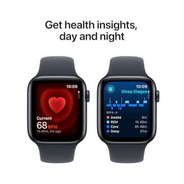 Apple Watch SE (2nd Gen) [GPS 44mm] Smartwatch with Midnight Aluminium Case with Midnight Sport Band S/M. Fitness and Sleep Trackers, Crash Detection, Heart Rate Monitor, Retina Display