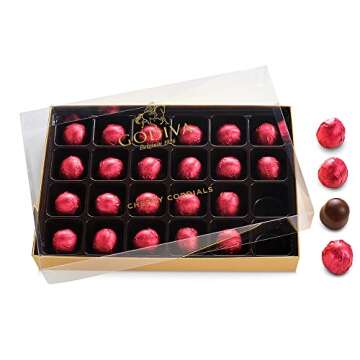 Godiva Holiday Chocolate Covered Cherries Gift Box - 24 Piece Christmas Candy Assortment with Ribbon