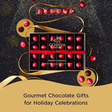 Godiva Holiday Chocolate Covered Cherries Gift Box - 24 Piece Christmas Candy Assortment with Ribbon