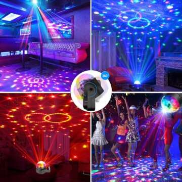 Party Lights, Dj Rave Lights Led Strobe Lights Sound Activated Stage Lights Projected Effect Dancing Lights Remote Control for Birthday Xmas Wedding Bar KTV Christmas-1 Pack