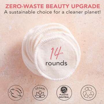 Reusable Makeup Remover Pads - 14 Eco-Friendly Cotton & Bamboo Rounds for Toner, Ultra Soft for All Skin Types, Includes Washable Bag