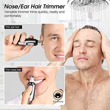 Ear and Nose Hair Trimmer Clipper - 2024 Professional Painless Eyebrow & Facial Hair Trimmer for Men Women,Battery-Operated Trimmer with IPX7 Waterproof,Dual Edge Blades for Easy Cleansing Black