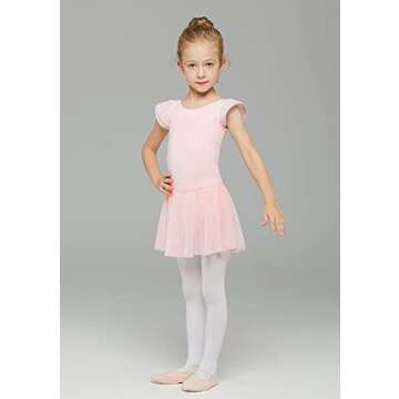 MdnMd Ballet Leotards for Girls Toddler Dance Ballerina Leotard Outfit with Skirt Dresses Tutu (Ballet Pink/Age 2-4T)