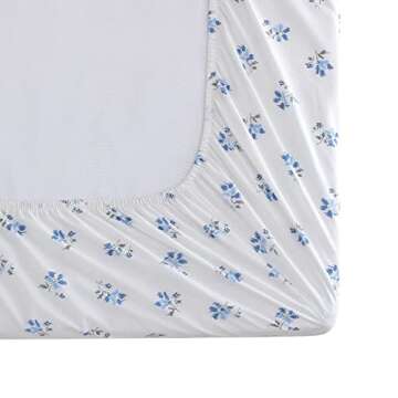 Stone Cottage - Queen Sheets, Cotton Percale Bedding Set, Crisp & Cool Home Decor (Blue Sketchy Ditsy, Queen)