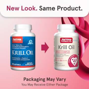 Jarrow Formulas Krill Oil - Phospholipid Omega-3 Complex with Astaxanthin - 60 Softgels - 30 Servings - Supports Lipid Management, Metabolism, Brain & Heart Health - EPA & DHA - Gluten Free - Non-GMO