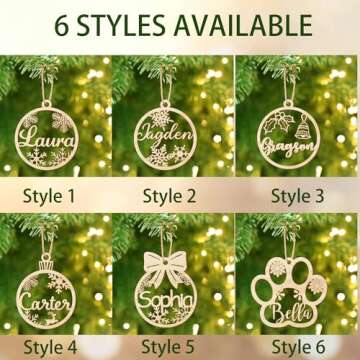 Personalized Christmas Ornaments with Name,Wooden Christmas Tree Ornaments 2024 with Custom Family Name for Kids Adults,Xmas Ornaments For Christmas Tree Gifts (01-6 Styles of Christmas Ornament)