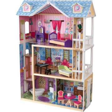 Wooden Dollhouse with Elevator