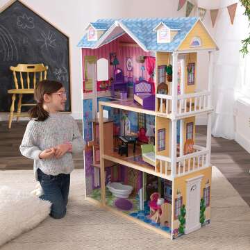 Wooden Dollhouse with Elevator