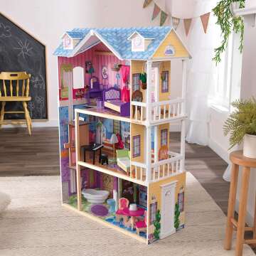 Wooden Dollhouse with Elevator