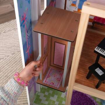 Wooden Dollhouse with Elevator