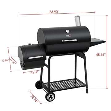 Royal Gourmet CC1830M 30-Inch Barrel Charcoal Grill with Offset Smoker & Warming Rack, Outdoor BBQ Grill with 811 Sq. In. Cooking Space for Backyard, Patio and Parties, Black