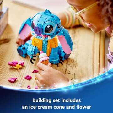 LEGO Disney Stitch Toy Building Kit, Disney Toy for 9 Year Old Kids, Buildable Figure with Ice Cream Cone, Fun Disney Gift for Girls, Boys and Lovers of The Hit Movie Lilo and Stitch, 43249