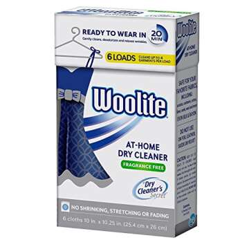 Woolite Dry Care Cleaner, At Home Dry Clean in 20 Minutes Everyday, Special Care, and Dry Clean Clothes, Fragrance Free, 6 Cloths