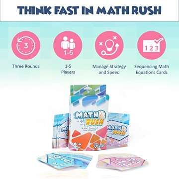 Math Rush: Addition & Subtraction (Volume 1) - A Cooperative Time-Based Math Flash Card Game for Kids 8-12, Puzzle Games and Fun Stuff for Middle School Math Class, Homeschool - STEM Toys & Games