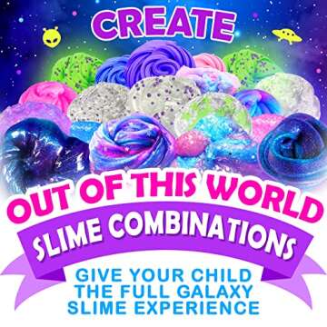 Original Stationery Galaxy Slime Kit, Slime Set with Glow in The Dark Stickers, Dark Powder to Make Glitter & Galactic Slimes, Fun Easter Gifts for Girls 8-12