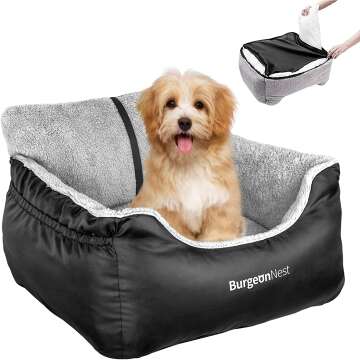 BurgeonNest Dog Car Seat for Small Dogs - Detachable & Soft