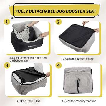 BurgeonNest Dog Car Seat for Small Dogs - Detachable & Soft