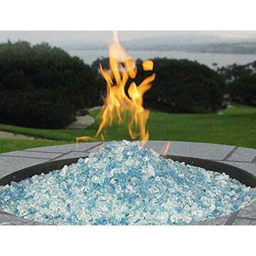 Hiland Firepit Glass for Gas Firepit Table in Bahama Blend, Extreme Tempature Rating, Good for Propane or Natural Gas, 10 Pounds, 10 lb