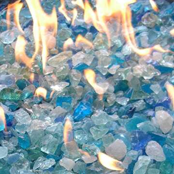 Hiland Firepit Glass for Gas Firepit Table in Bahama Blend, Extreme Tempature Rating, Good for Propane or Natural Gas, 10 Pounds, 10 lb