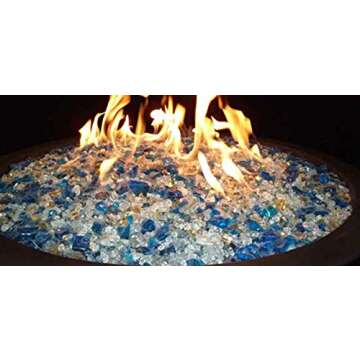 Hiland Firepit Glass for Gas Firepit Table in Bahama Blend, Extreme Tempature Rating, Good for Propane or Natural Gas, 10 Pounds, 10 lb